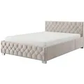 Juskys Polsterbett Nizza 180 x 200 cm mit Bettkasten & LED Beleuchtung in Beige