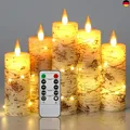 LED Kerzen, Birkenrinde, mit eingebetteter Lichterkette, Kerzen-Set, 5 Stück, el