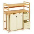 AdelDream Wäschekorb AdelDream 140L Wäschekorb mit Korb und Ablagen beige 100 cm