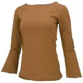Guru-Shop Longsleeve Basic Langarmshirt, Yogashirt mit.. alternative Bekleidung braun S