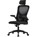 Ml-design Bürostuhl Ergonomisch, Schwarz, Mesh, Schreibtischstuhl Mit Verstellbarer Kopfstütze, Armlehnen, Lendenwirbelstütze, Wippfunktion, Drehstuhl Mit Rollen, Computerstuhl Chefsessel Gaming Stuhl