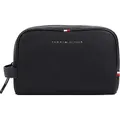 Tommy Hilfiger Herren Kulturbeutel Essential PU Washbag Kunstleder, Schwarz (Black), Einheitsgröße