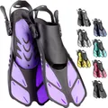 CAPAS Schnorchelflossen, Schwimmflossen Reisegröße Kurz Einstellbar zum Schnorcheln Tauchen Erwachsene Männer Frauen Kinder Offene Ferse Tauchflossen (Violett, XXS/XS)