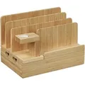 Relaxdays Ladestation Bambus Natur mit Uhrenhalter 15 cm x 21,5 cm x 15 cm 700 g