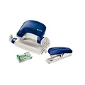Leitz 55076035 Mini-Heftgerät-und Locher-Set (Für bis zu 10 Blatt, Inkl. Heftklammern, NeXXt) blau