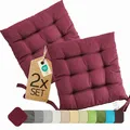 etérea 2er Set Sitzkissen Outdoor 40x40 mit Bändern - Stuhlkissen Bordeaux für Gartenstuhl & Innenbereich - waschbare Sitzauflagen Gartenmöbel - 2 Stück Kissen 40x40 cm - Bordeaux