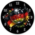 speecheese Wanduhr Fußball Deutschland Flagge Wanduhr aus Glas 30 cm
