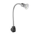 ledscom.de Steckdosenlampe LESCH Leselampe Schwanenhals, Schalter, chrom/schwarz + LED Lampe 510lm 45° warm-weiß