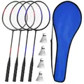 Badminton Set 2-4 Spieler Schläger Federbälle Tragetasche leicht stabil