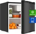 CHIQ Mini Bar Kühlschrank 46 L, Mini Kühlschrank, Temperaturregelung, 80 kWh/Jahr, Sehr Leise 39dB, Büro, Camping, Schlafzimmer, Hotel, Kühlschrank klein, wechselbarer Türanschlag, Schwarz