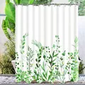 Lerores Duschvorhang 200x200 cm, Antischimmel Textil Shower Curtains,Blumen Wasserdicht,Waschbar Polyester Stoff Badevorhang für Badezimmer Badewanne mit 12 Haken