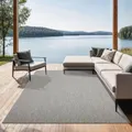 the carpet Mistra – Outdoor Teppich, Wetterfest, UV-beständig & pflegeleicht, für Balkon, Terrasse & Garten, auch für Wohnzimmer & Schlafzimmer geeignet, Grau, 160 x 220 cm