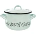 ORION Emaille-Topf emailliert BLUMEN 16 cm Deckel Gas Induktion - Blau/Schwarz