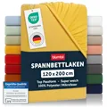 Blumtal® 2er Set Spannbettlaken 120x200x30cm aus Microfaser - Oekotex zertifiziertes Bettlaken Spannbettlaken in Spicy Mustard - Gelb