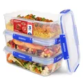Sistema KLIP IT PLUS Frischhaltedosen Set | 2,2 l | auslaufsichere, stapelbare und luftdichte Vorratsdosen mit Deckel | geeignet für Kühl-/Gefrierschrank | Brotdose schule | 3 Stück