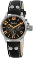 Automatikuhr Lederarmband schwarz Datums-/ Wochentags-/ Monats-/ 24 Std, Anzeige