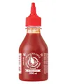 FLYING GOOSE Sriracha Chilisauce, mit extra Chili, sehr scharf, rote Kappe, sehr scharfe Würzsauce aus Thailand, 1 x 200 ml