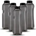 Kavodrink 5 x Tritan Trinkflasche 1,0L Wasserflasche schwarz Sportflasche BPA frei Flasche 1000ml