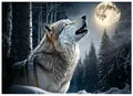 Fototapete Wolf Wald Natur Mond Nacht Tiere 100x75 cm - inkl. Kleister - für Wohnzimmer Schlafzimmer Flur Modern Vlies Tapete Vliestapete Wandtapete