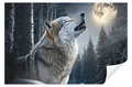 Wallarena Fototapete Wolf Tiere Wald Nacht Wohnzimmer Schlafzimmer Vlies Tapete, Premium Halbmatt Glatt Vlies, Tier, Tiere, Natur, Landschaft, Wolf, Nacht, Mond, (Packung, Vlies Fototapete), Fototapete Wohnzimmer Schlafzimmer - Vliestapete inklusive Kleister