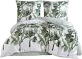 Bettwäsche-Set 240x220 cm dreiteilig weiß Bettbezug grün Tropical Blattmuster, VersyV1