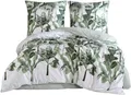 yadetextil Bettwäsche Baumwolle weiß Bettbezug grün Tropical Blattmuster, VersyV1, Renforce, 3 teilig, Bettwäsche-Set 240x220 cm. weiß Bettbezug grün Blattmuster
