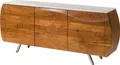 MASSIVMOEBEL24 Sideboard Akazie 184x40x75 natur lackiert / Marmor weiß MONTREAL #128