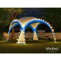 Swing&Harmonie LED Event Pavillon XXL DomeShelter 450cm Garten inkl. Solarmodul Designer Gartenzelt Camping Partyzelt mit Beleuchtung - blau