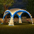 LED Event Pavillon XXL DomeShelter 450cm Garten inkl. Solarmodul Designer Gartenzelt Camping Partyzelt mit Beleuchtung - blau