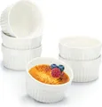 COM-FOUR® 6x Soufflé Förmchen - Creme Brulee Schälchen aus Keramik - Ofenfeste Förmchen - Dessertschale und Pastetenförmchen für z.B. Ragout Fin - je 200 ml - in weiß