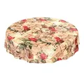 ANRO Tischdecke Wachstischdecke Wachstuch Wachstuchtischdecke Landhaus Rosen Briefe Rund 140cm