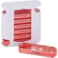 Relaxdays Pillendose Kunststoff Weiß Rot 7 Tage 4 Fächer Schiebedeckel 13 cm x 11,5 cm x 4,5 cm 170 g
