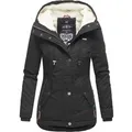 Marikoo Damen Winterjacke mit Teddyfell-Innenfutter & Kapuze