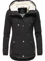 MARIKOO Damen warme Winterjacke mit kuscheliger Kapuze Bikoo Schwarz Gr. S