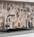 MyMaxxi Küchenrückwand selbstklebend - Matte, 0,4 mm Premium Spritzschutz Folie als günstige Alternative zu Glas, einfache Montage & leichte Reinigung - Motiv: Mauer Natursteine 60 x 60 cm