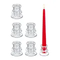 Relaxdays Stabkerzenhalter Glas, 6er Set, geschwungene Kerzenständer für Stabkerzen, H x D: 5,5 x 5,5 cm, transparent