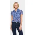 Saint Tropez Rüschenbluse LiljaSZ Crinkle SS Shirt Kunstfaser, Regular fit blau S (36)