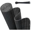 Sekey Balkonsichtschutz PVC Sichtschutzmatte mit verstärkter Konstruktion Sichtschutzzaun Grau Kratzschutz durch erhabenes Muster, Windschutz, Wasserdicht 400 cm x 90 cm