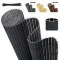 Sekey PVC Sichtschutzmatte 90x400cm Doppelte Verstärkung Innen, Balkon Sichtschutz mit Kabelbindern, Sichtschutzzaun Windschutz Wasserdicht ohne Bohren für Balkon Garten, Anthrazit