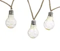 Dehner Solar-Lichterkette Manaus, mit 10 warmweißen Glühbirnen, IP44, Kunststoff/Hanf, Farben Natur/transparent/Silber