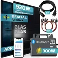 SUNNIVA® 920W Balkonkraftwerk BIFAZIAL FULLBLACK komplett Steckdose TSUN 800W Wechselrichter, PV Solaranlage, 5m Kabel, Bluetooth WIFI