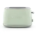 SWEISS Vintage-Toaster GRS7, 2 Schlitze, 6 Bräunungsstufen, Auftaufunktion, Für Baguette geeignet, Schnell & Gleichmäßig, Leicht zu reinigen, Krümelschublade, 850 W, Grün
