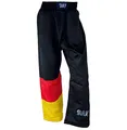 BAY® "Germany Kickboxhose, Größe XL, Thaiboxhose lang, Hose Kickboxen Kick-Boxen Thaiboxen Muay Thai, Satin, schwarz, rot Gold gelb, BRD Deutschland Nationalfarben