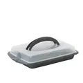 kela Snack- und Kuchen Transportbox rechteckig 45 x 30 x 9 cm DELI, Kunststoff Transportbox mit Griffen, für Blechkuchen, Muffins, Snacks, dunkelgrau
