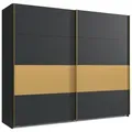 Boxxx Schwebetürenschrank, Graphit, Gold, Holzwerkstoff, 2 Fächer, 225x208x65 cm, Made in Germany, in verschiedenen Größen erhältlich, Schlafzimmer, Kleiderschränke, Schwebetürenschränke