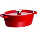 Pyrex Gusseisentopf 29cm 3,8l SLOWCOOK oval rot (Bratpfanne, Stielkasserolle, Gusseisen, 29 x 14.60 cm) (3426470022811)