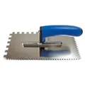 Karl Dahm Buttering-Floating Kelle, blau I Fliesen-Kelle mit 4 mm & 10 Zahnung I Glättkelle mit Softgriff I Leichtes Fliesen-Legen mit professionellem Fliesen-Werkzeug – 11563