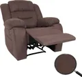 Fernsehsessel MCW-J57, XXL Relaxsessel TV-Liegesessel Nosagfederung Wildleder-Optik Stoff/Textil bis 200kg braun