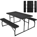 Costway Picknicktisch, Schwarz, Metall, Gartenmöbel, Gartenmöbel-Sets