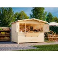 PALMAKO Marktstand "Marian", Aufstellmaße BxTxH: 328 x 284 x 245 cm, unbehandelt, Holz - braun